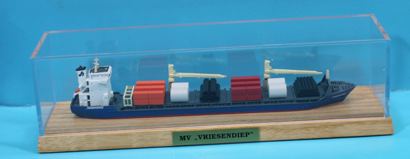 Multi purpose vessel "Vriesendiep" (1 p.) NL 2004 from Modellbau Conrad in 1:700 in showcase